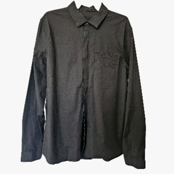 Lululemon Commission Hidden Button Pocket Longsleeve Black Men's Shirt Medium - Picture 1 of 9